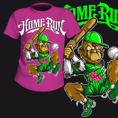 T-Shirt Print Comic Baseball