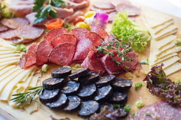plate of sausages on a table in a restaurant