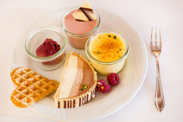 Different desserts in a restaurant
