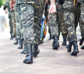 Soldiers march in formation