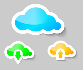 Cloud, download and upload from cloud stickers