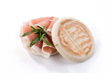 Tigella con prosciutto crudo e rucola