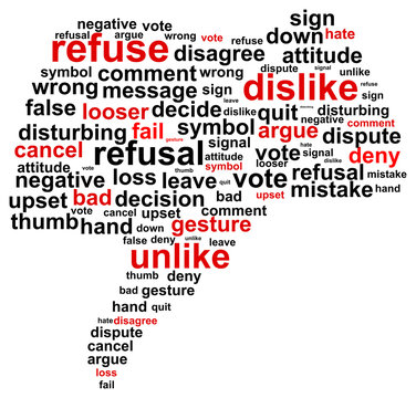 Thumb Down Refuse Word Cloud Concept