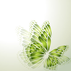 Abstract background with green butterflies