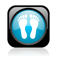 footprint black and blue square web glossy icon