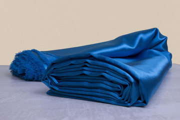 blue material on the table