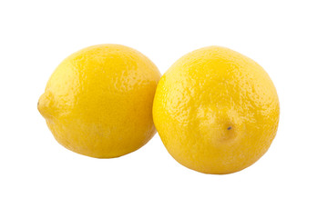 Two lemons on a white background