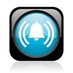 alarm black and blue square web glossy icon