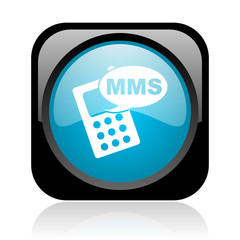 mms black and blue square web glossy icon