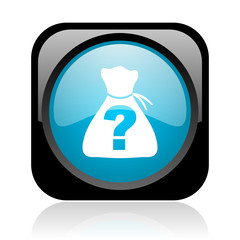 riddle black and blue square web glossy icon
