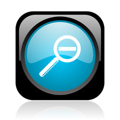 magnification black and blue square web glossy icon