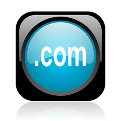 com black and blue square web glossy icon