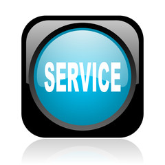 service black and blue square web glossy icon