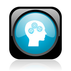 head black and blue square web glossy icon