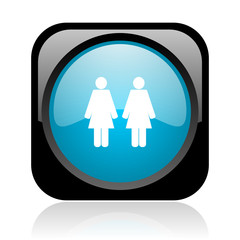 couple black and blue square web glossy icon