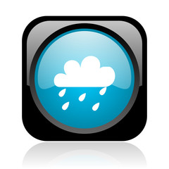 weather forecast black and blue square web glossy icon