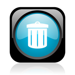 recycle black and blue square web glossy icon