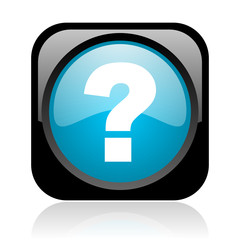 question mark black and blue square web glossy icon