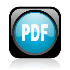 pdf black and blue square web glossy icon