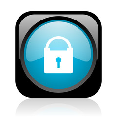 protect black and blue square web glossy icon