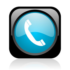 phone black and blue square web glossy icon