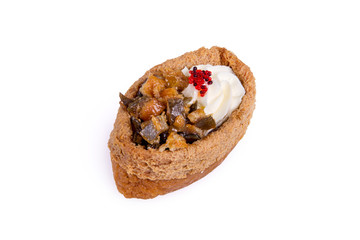 Inari with an eel isolated in a white background
