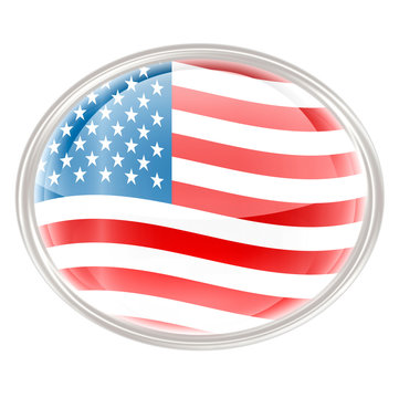 USA flag icon, isolated on white background