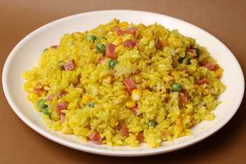 A dish of rice on the table
