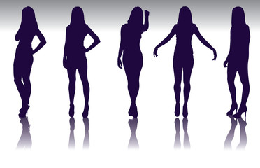 Set of fashion girl silhouette