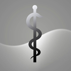 schild button äskulapstab