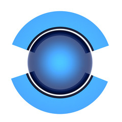 Button sphere and two poles isolated on white