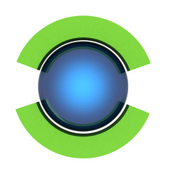 Button sphere and two poles isolated on white