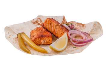 Shish kebab from a salmon