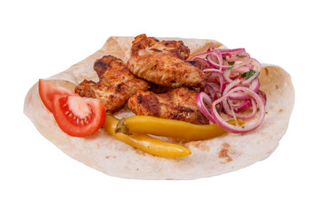 Shish kebab from chicken wings