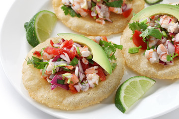 tostadas de ceviche, mexican food