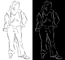 Silhouette of young beautiful women