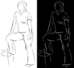 Silhouette of young beautiful women