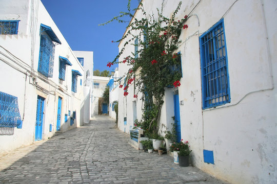 Street in Sidi Bou in Tunisia