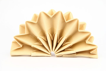 Folded napkin on the white background