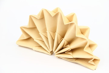 Folded napkin on the white background