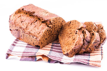 Fresh sliced homemade brown bread with cereals 