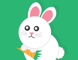 Large cartoon bunny holding carrot