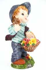 Gypsum statue boy on the white background