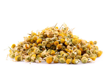 Pile of chamomile isolated on white background - 51246329
