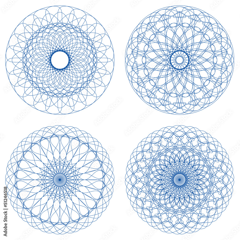 Poster set of vector guilloche rosettes
