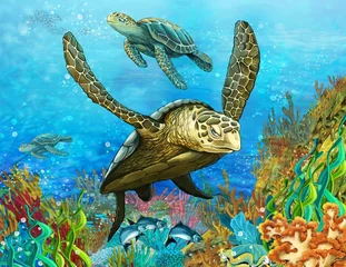 Photo sur Plexiglas Sous-marin La barrière de corail - illustration pour les enfants