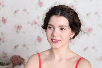 Naklejka premium Closeup portrait of pretty little girl