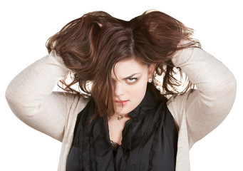 Woman Holding Messy Hair