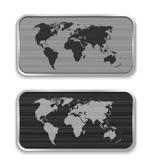 World map on brushed metal app icons