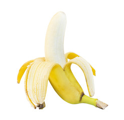 Fresh banana with an opened accurate peel © exopixel